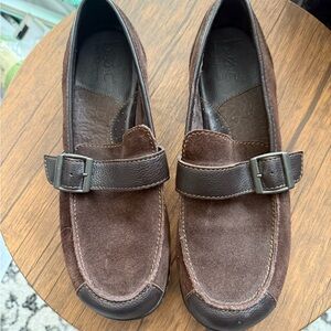 boc Brown Suede Loafers with Buckle